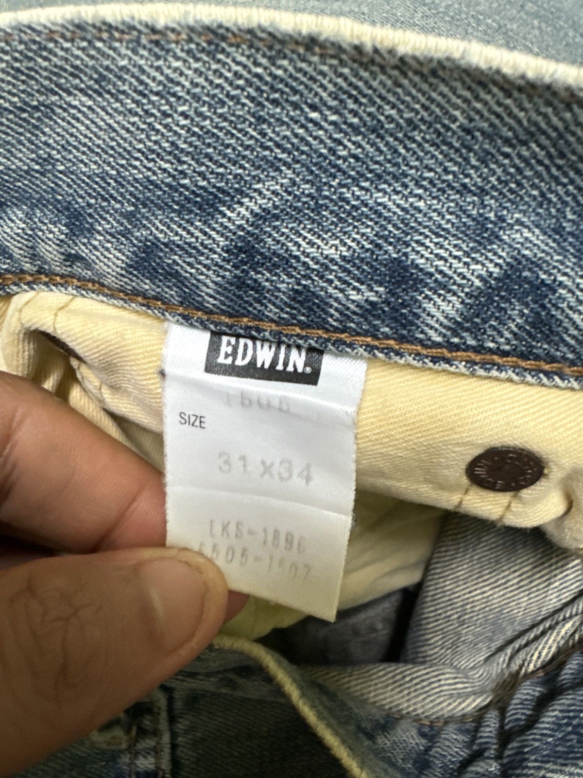 Japanese Brand Vintage Distressed Baggy Edwin 505 Selvedge Thrashed Jeans Size US 30 / EU 46 - 15 Thumbnail