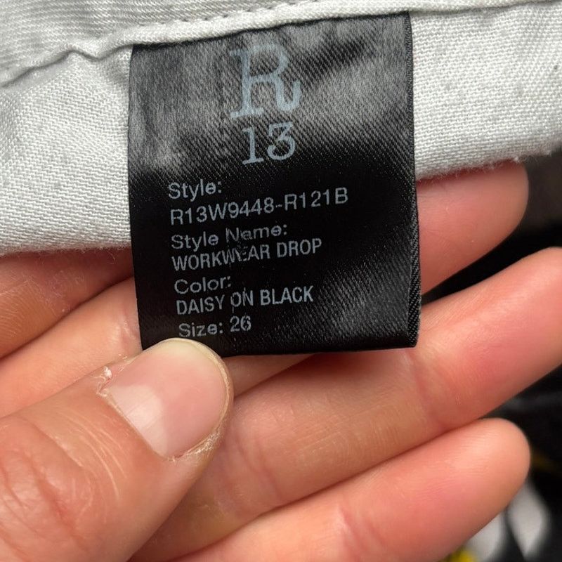 R13 R13 Daisy On Black Workwear Drop Pants Women's 26 Size 26" / US 2 / IT 38 - 8 Thumbnail