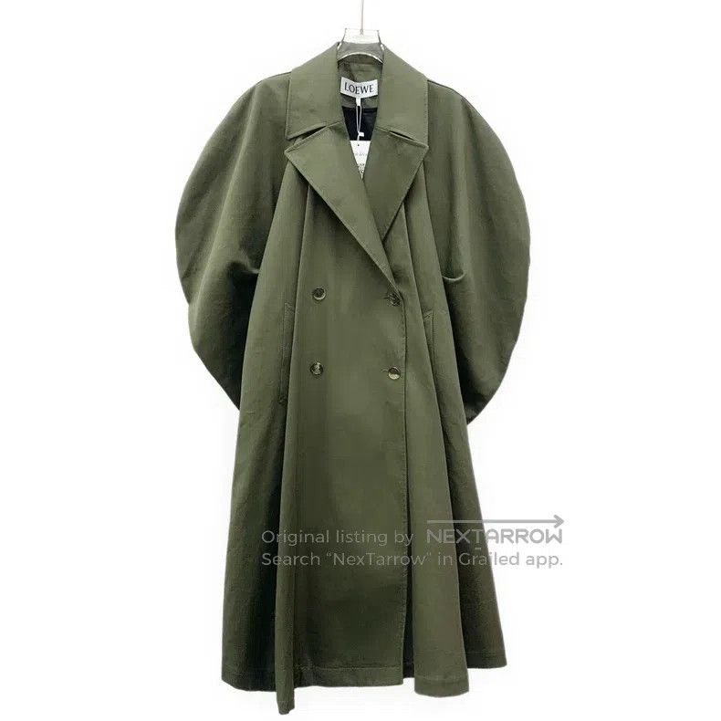 Loewe Loewe Military Green Cotton Lapel Double Breasted Windbrea Size XXS / US 00 / IT 34 - 1 Thumbnail