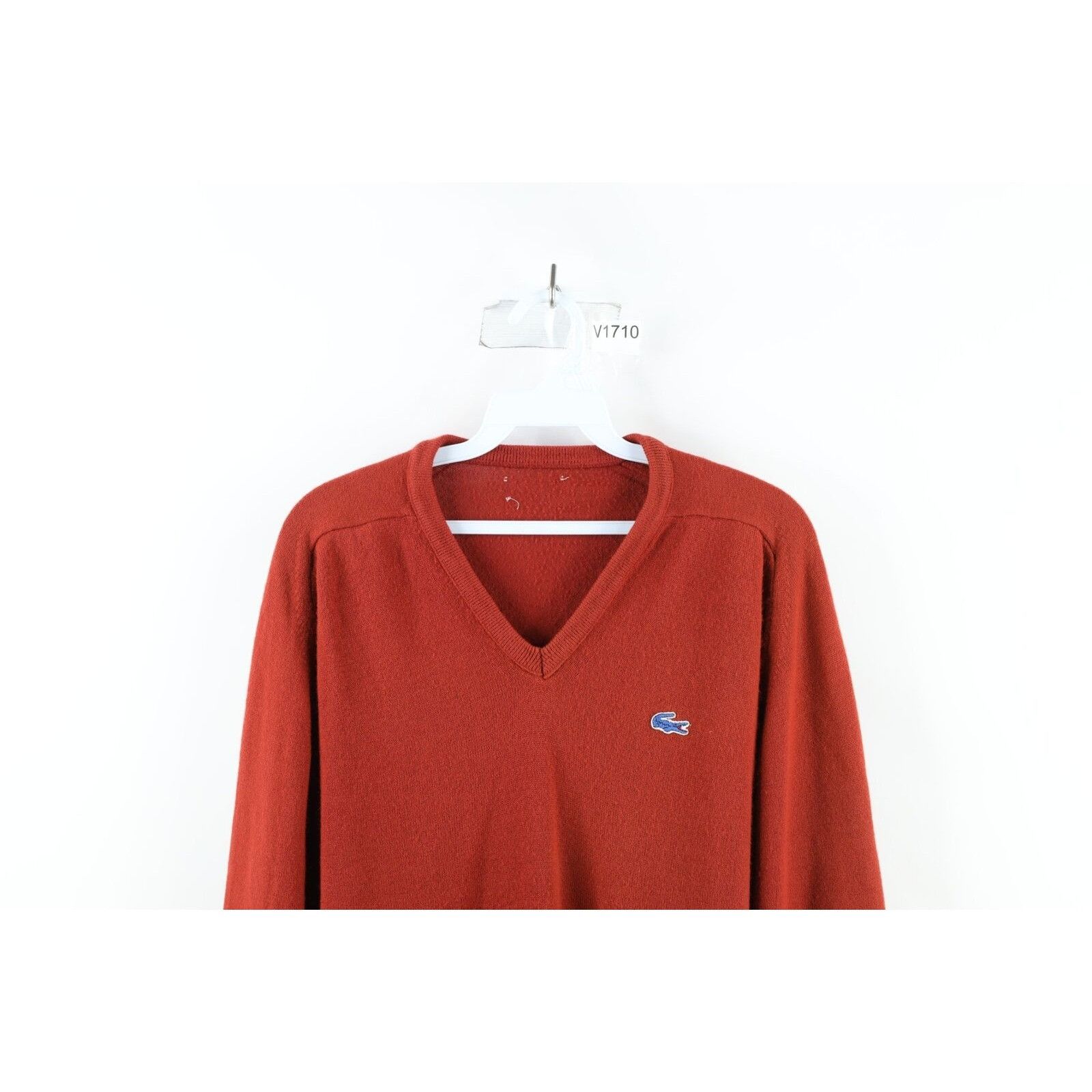 Lacoste Vintage 90s Lacoste Croc Logo Knit V-Neck Sweater Size US M / EU 48-50 / 2 - 2 Thumbnail