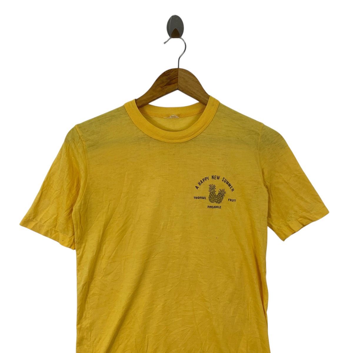 Vintage Vintage 70’ HAWAII TROPICAL PINEAPPLE Fruit Yellow Tee Size XS / US 0-2 / IT 36-38 - 2 Thumbnail