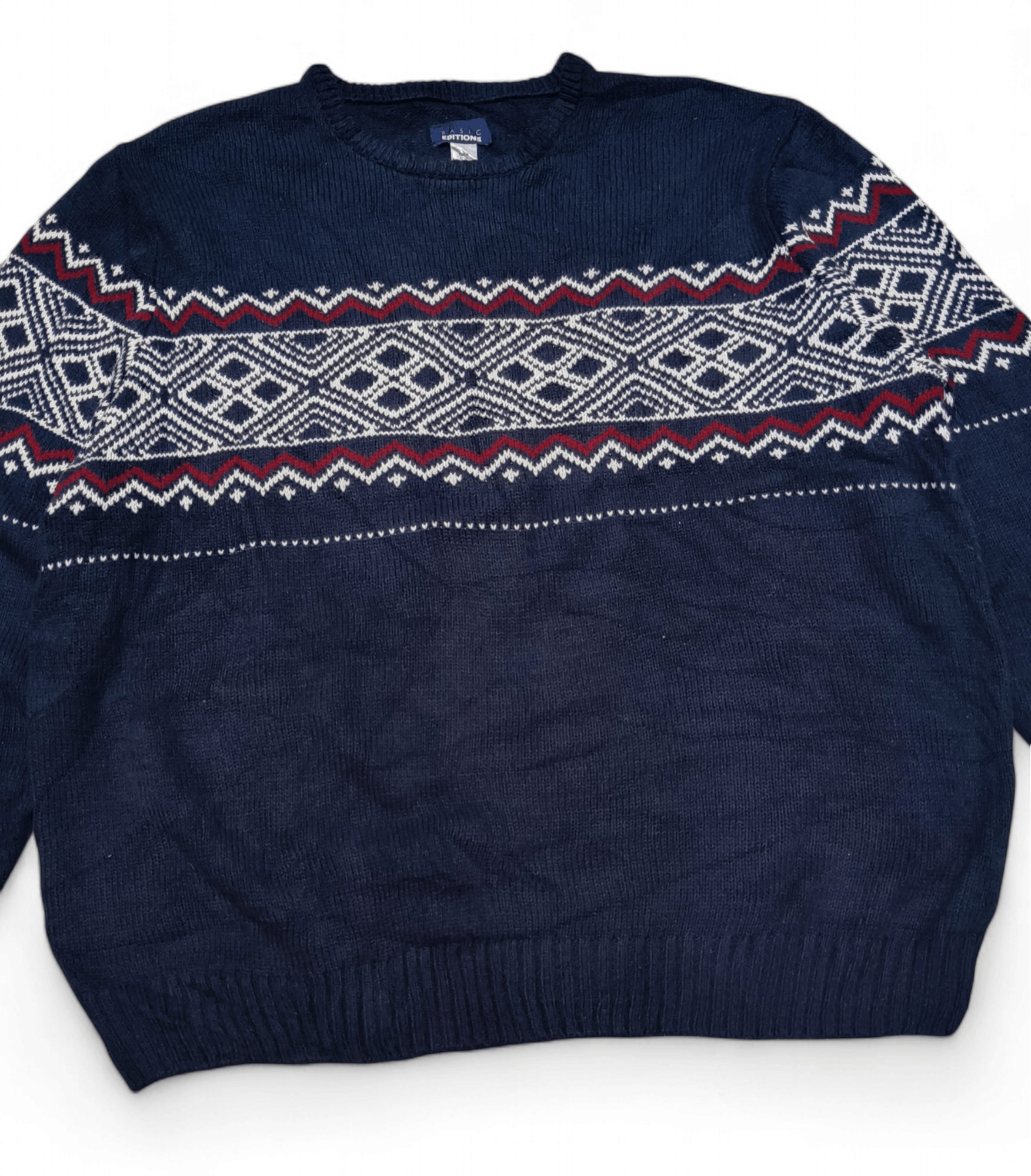 Basic Editions BASIC EDITIONS Ethnic Striped Motifs Knit Cotton Sweater Size US XL / EU 56 / 4 - 5 Thumbnail