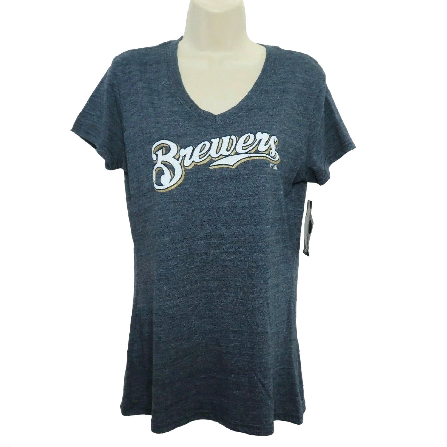 Vintage Fanatics Shirt Womens Small Milwaukee Brewers V-Neck Heathered Blue NEW Size S / US 4 / IT 40 - 7 Thumbnail