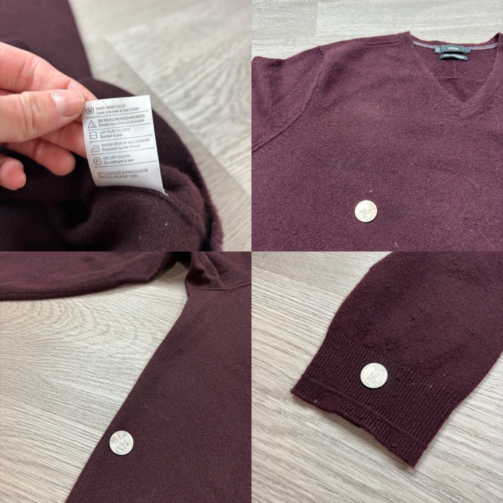 Vince Vince. 100% Cashmere V Neck Sweater Large Preppy Minimalist Men's Size US L / EU 52-54 / 3 - 8 Thumbnail