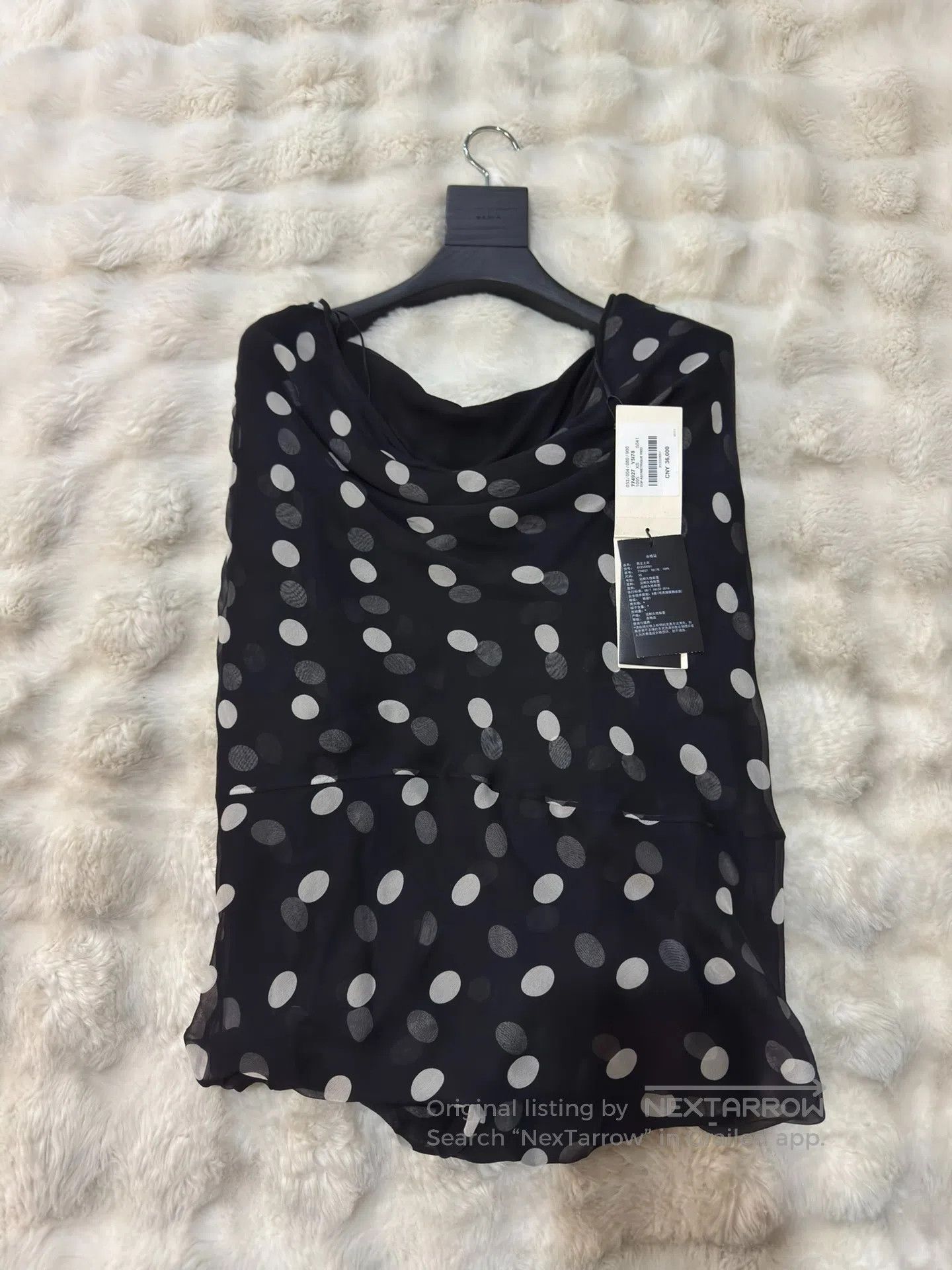 Saint Laurent Paris Saint Laurent Paris Silk Polka Dot Off-the-Shoulder Top| Size US XS / EU 42 / 0 - 4 Thumbnail