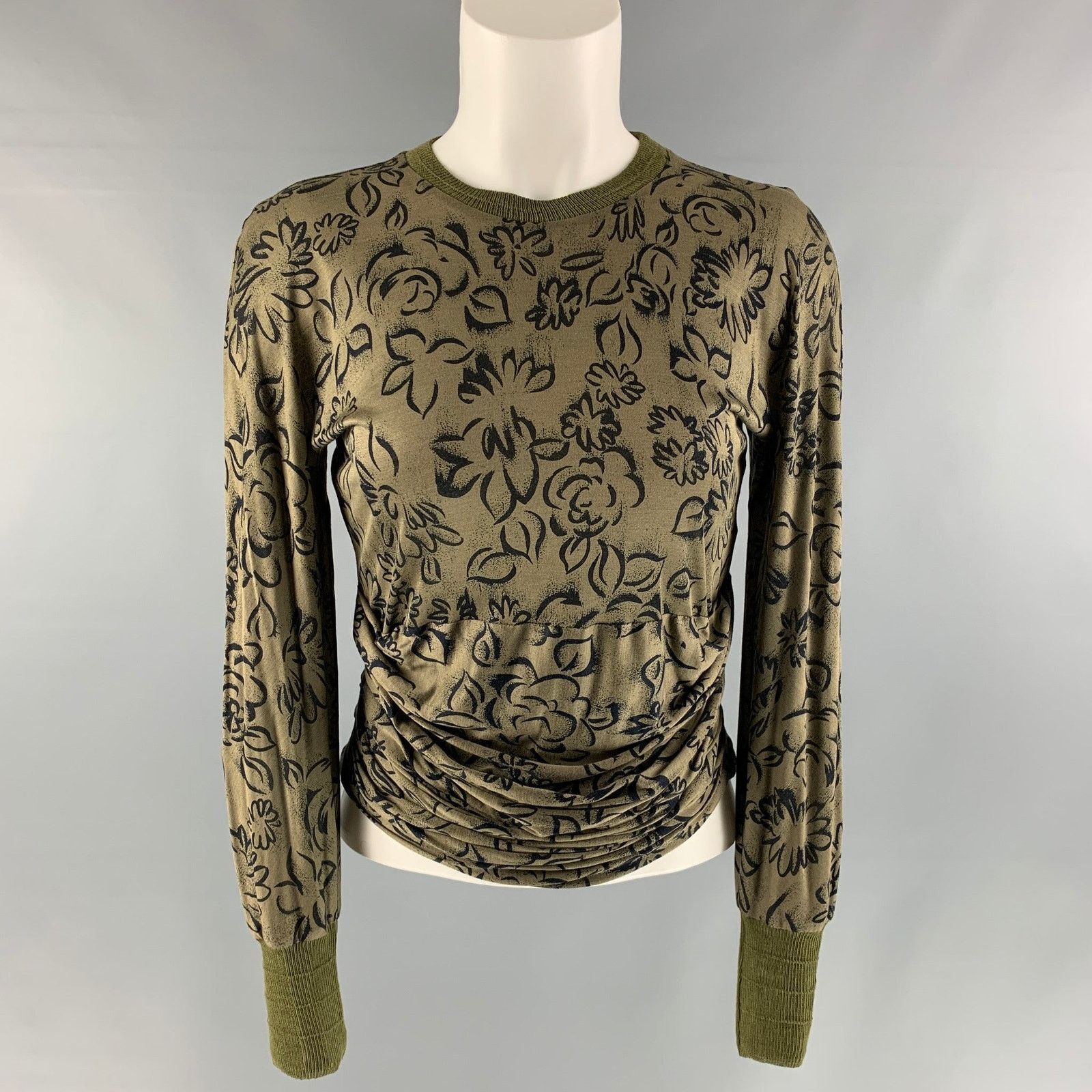 Versace VINTAGE GIANNI VERSACE Green and Black Abstract Pullover Size S / US 4 / IT 40 - 1 Thumbnail
