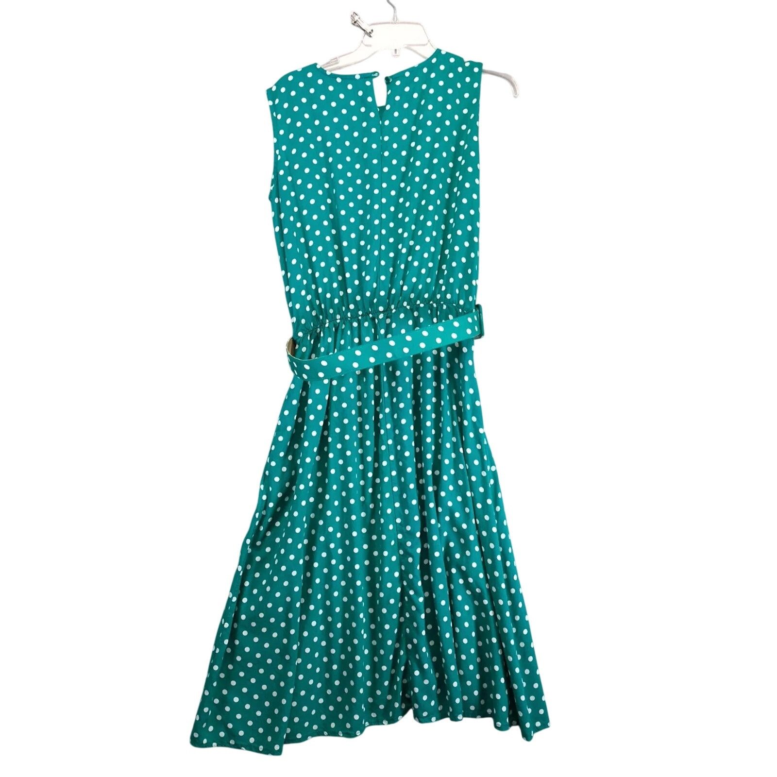 Blair Vtg Blair Boutique Green Polka Dot Midi Dress, Matching Belt Size XL / US 12-14 / IT 48-50 - 3 Thumbnail