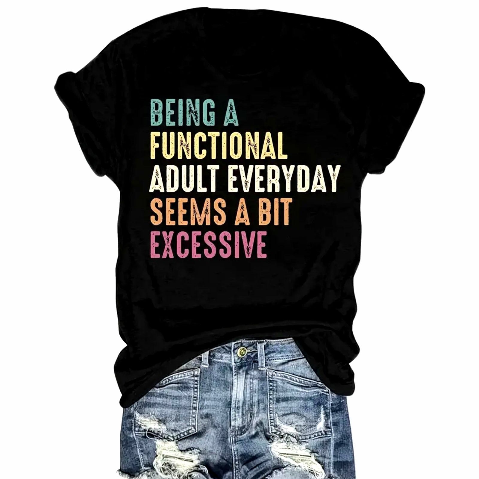 Other Functional Adult Sarcastic Funny Adulting T Shirt Crew 10 Size L / US 10 / IT 46 - 2 Thumbnail