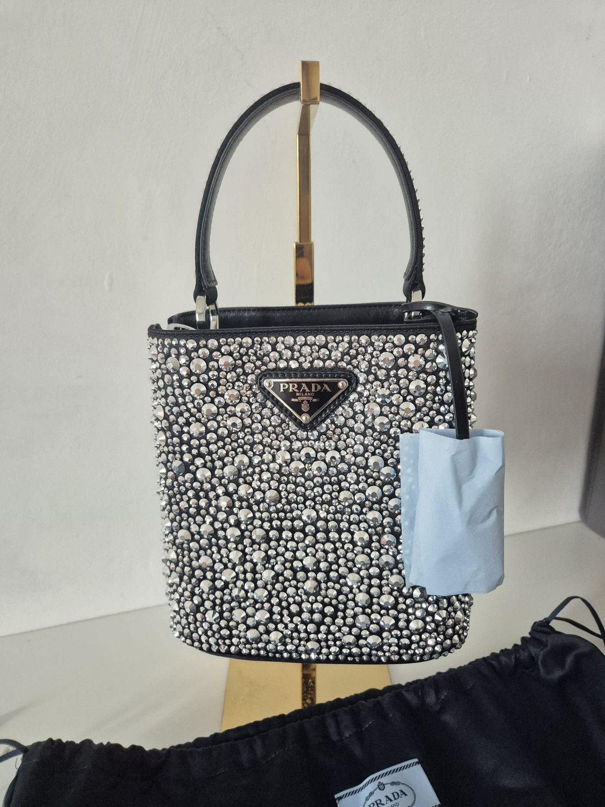Prada Panier satin bag with crystals