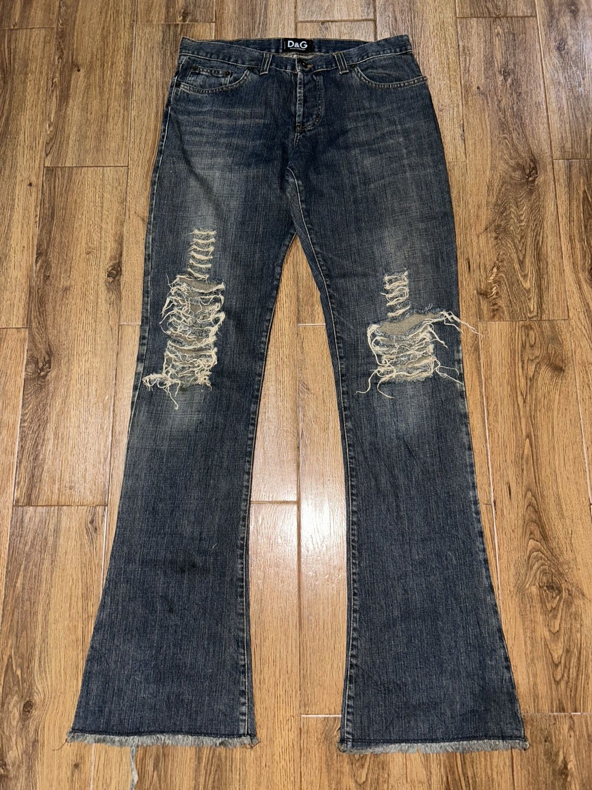 Tornado Mart Dolce & Gabbana D&G Distressed Flared Denim Jeans Size 34" / US 12 / IT 48 - 1 Thumbnail