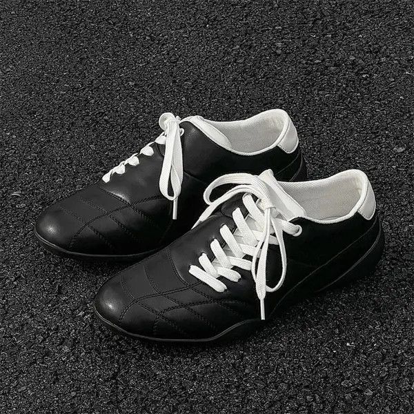 Other y2k Sporty Black Leather Sneakers with White Accents Size US 9 / EU 42 - 3 Thumbnail