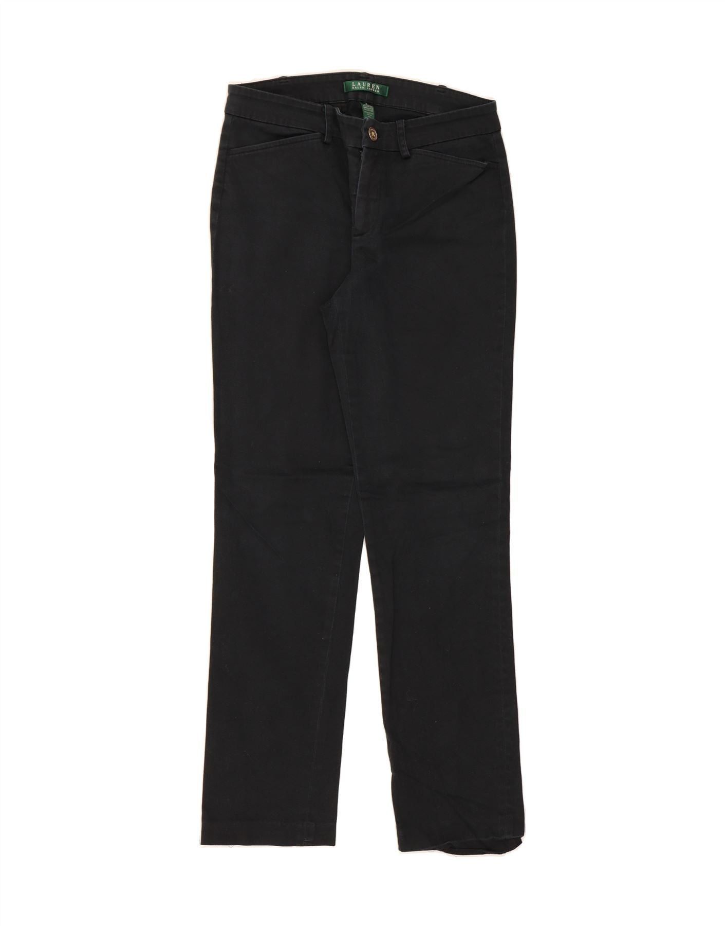 Ralph Lauren Womens Straight Casual Trousers US 2 XS W28 L28 Black Cotton Size 24" / US 00 / IT 34 - 1 Thumbnail