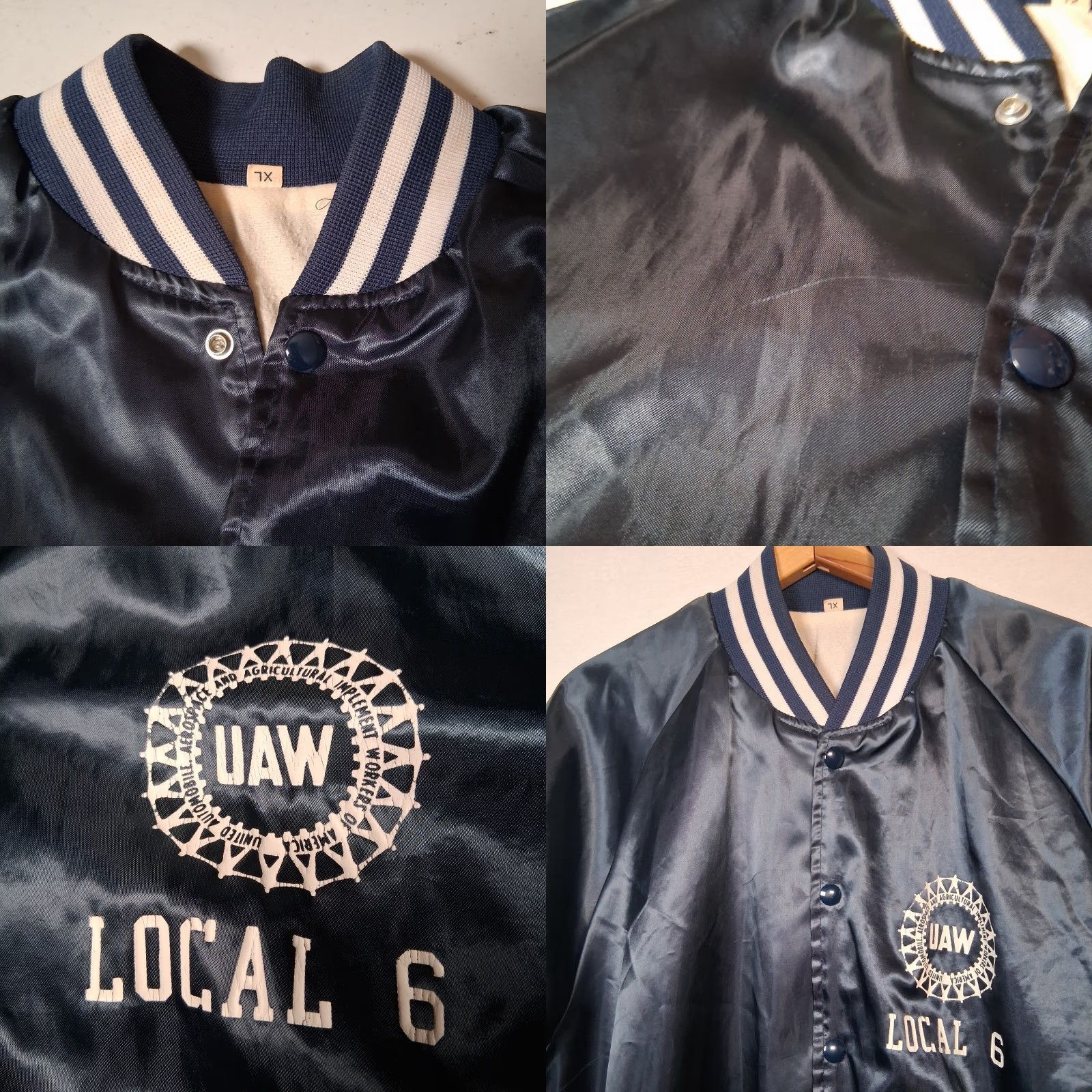 Vintage Vintage UAW Local 6 Satin Bomber Jacket XL Blue Labor Union Snap Up Size US XL / EU 56 / 4 - 8 Thumbnail