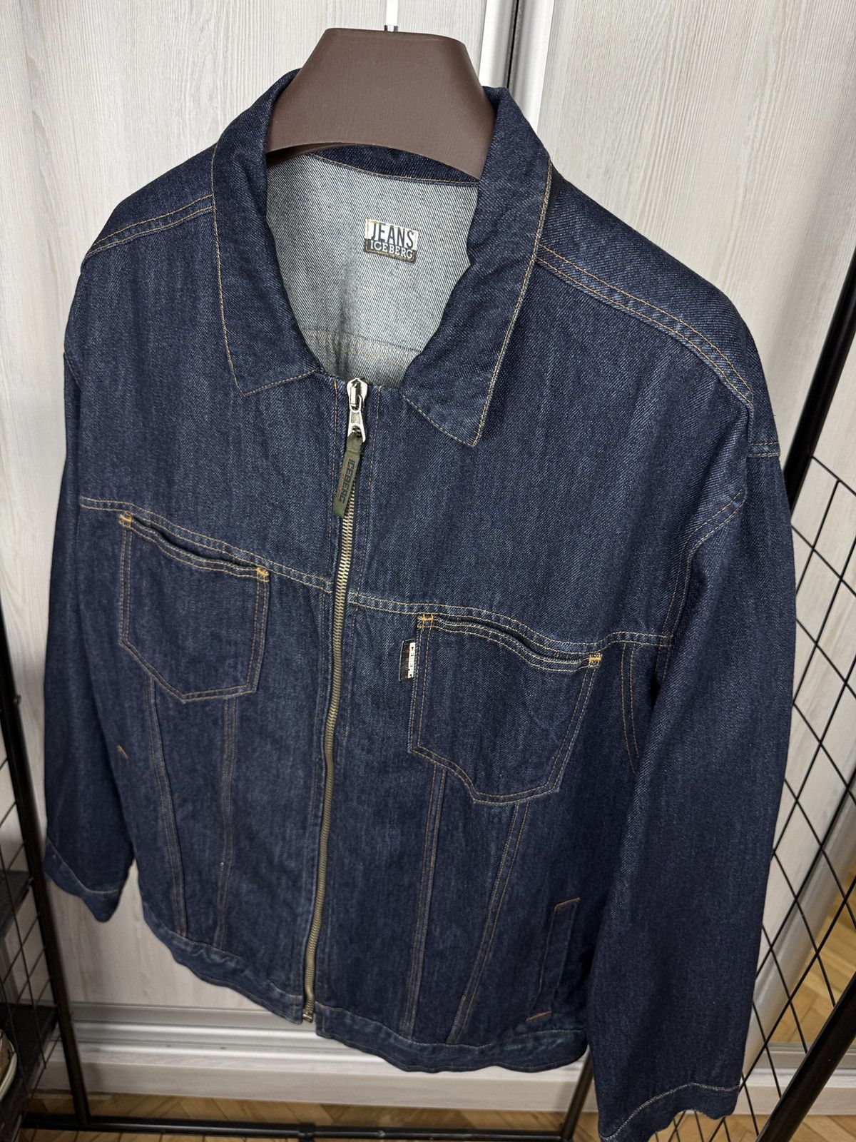 Iceberg Iceberg Jeans zip indigo blue big logo denim trucker jacket Size US XXL / EU 58 / 5 - 9 Thumbnail
