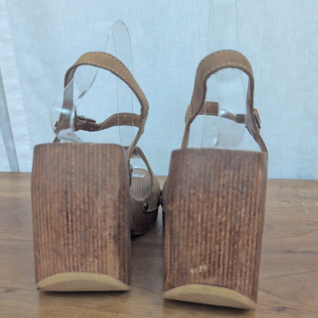 Vintage Vintage Candie's Wooden Platform Strappy Sandal Heels 8.5M Size US 8.5 / IT 38.5 - 7 Thumbnail