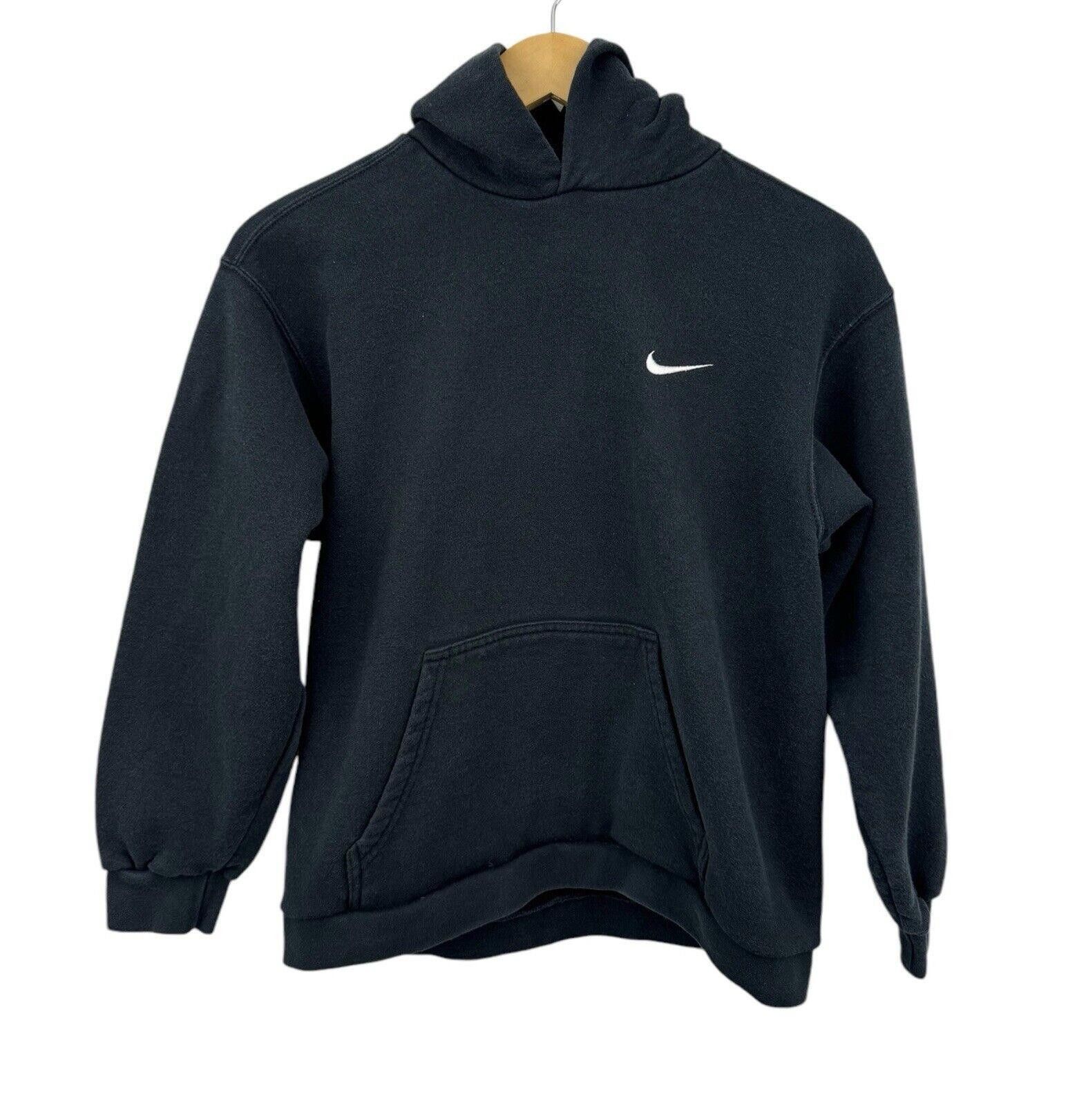 Nike Vintage Nike 90s Black Embroidered Swoosh Hoodie Kids Sz L Size US XXS / EU 40 - 1 Thumbnail