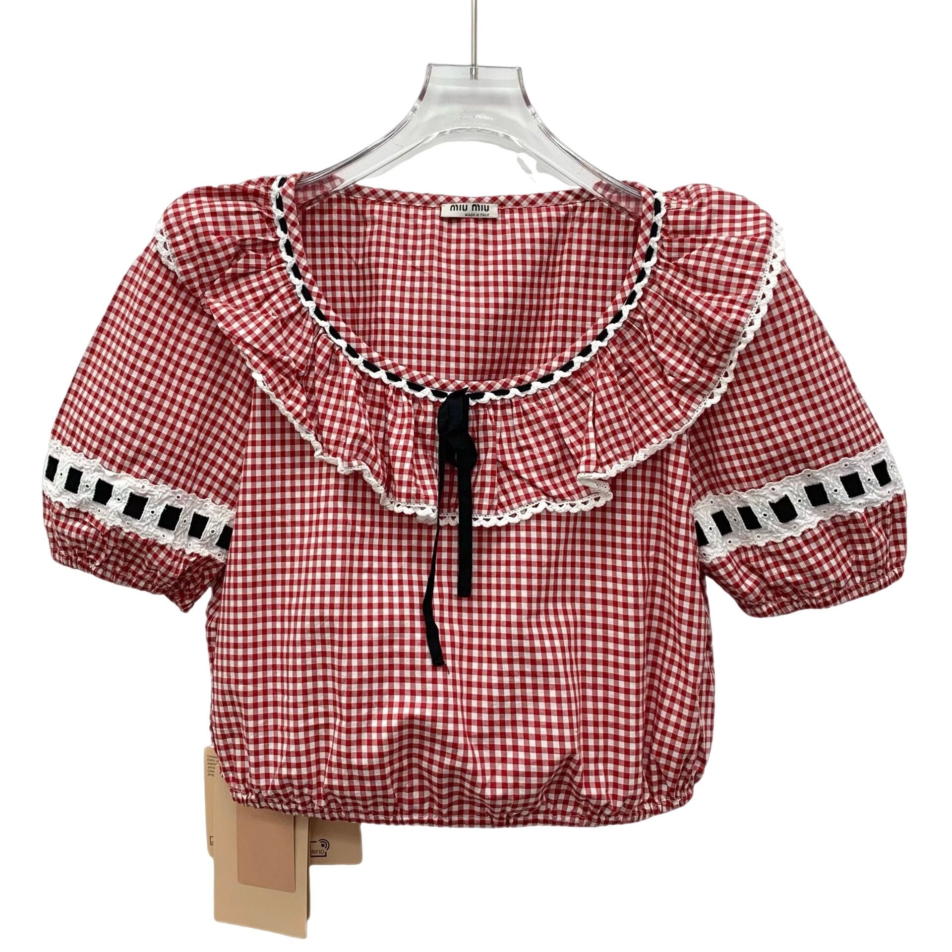 Miu Miu Miu Miu Red Gingham Ruffle Blouse IT 38 Size XS / US 0-2 / IT 36-38 - 1 Thumbnail