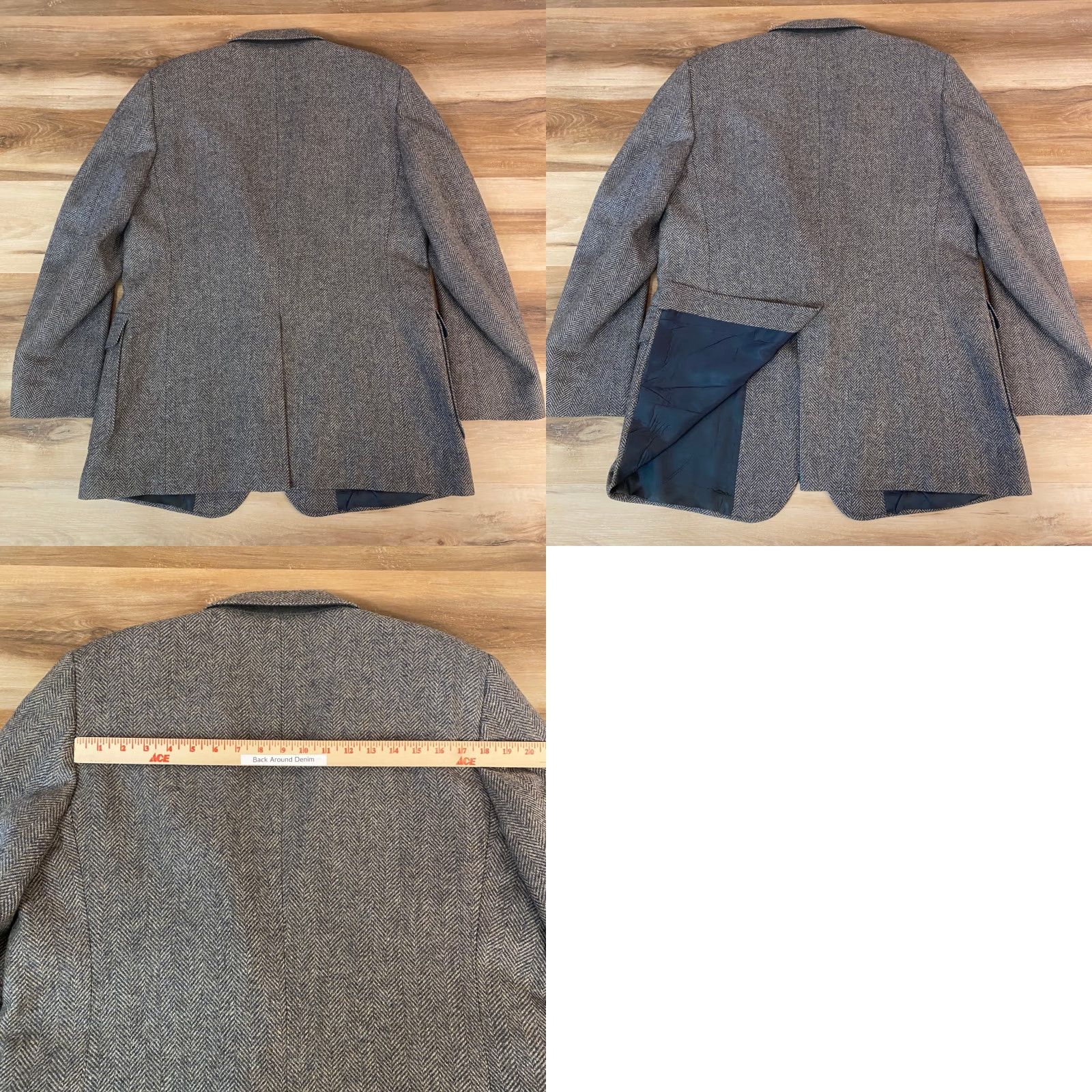 Haggar VINTAGE Haggar Imperial Herringbone Blazer Mens 46L Wool Tweed Wool Sport Coat Gray Blazer Long Button Notch 100% Wool Casual Business Menswear Size 46R - 9 Thumbnail