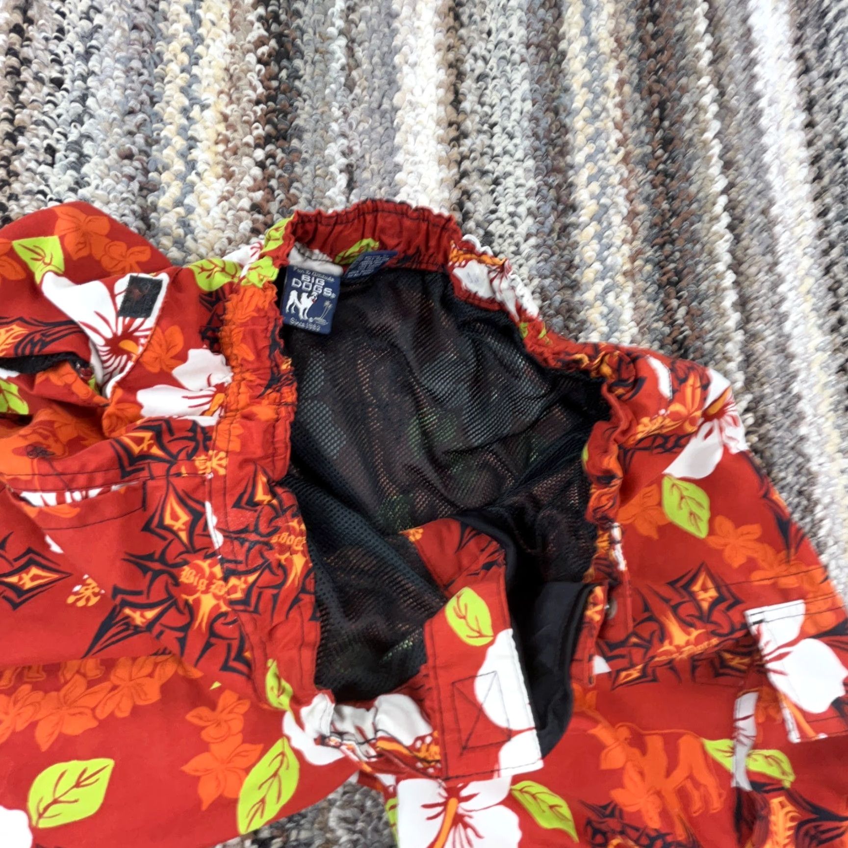 Big Dogs Big Dogs Swim Trunks Men M Red Floral Beach Surfing Trunks Hipster Retro Size US 31 - 7 Thumbnail