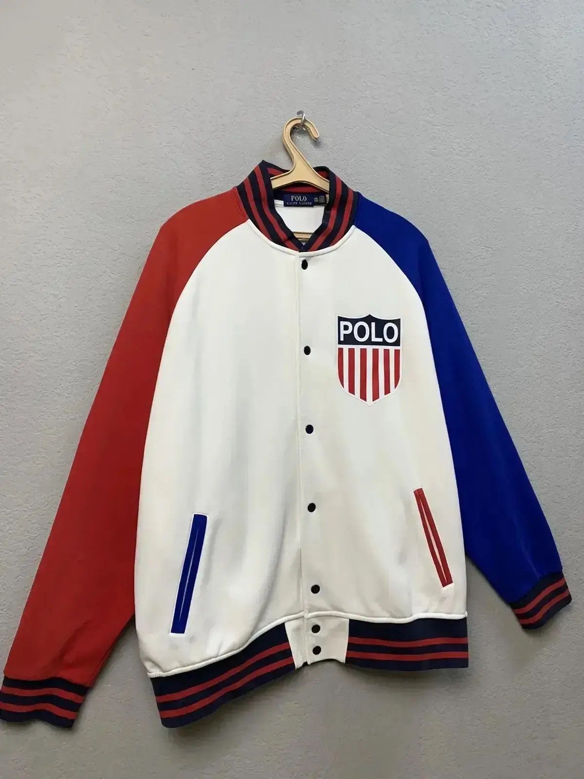 Japanese Brand × Polo Ralph Lauren New Polo Ralph Lauren USA Olympics Colorblock Varsity Jacket Size US XXL / EU 58 / 5 - 9 Thumbnail