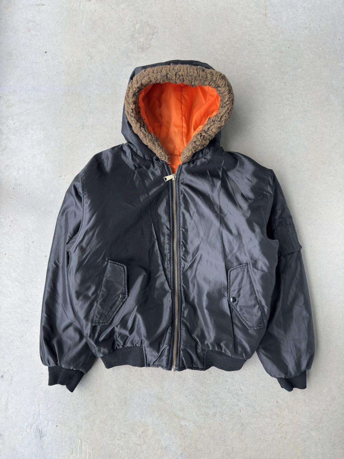 Other Vintage Black Hooded Military Bomber Jacket Size US XL / EU 56 / 4 - 1 Thumbnail