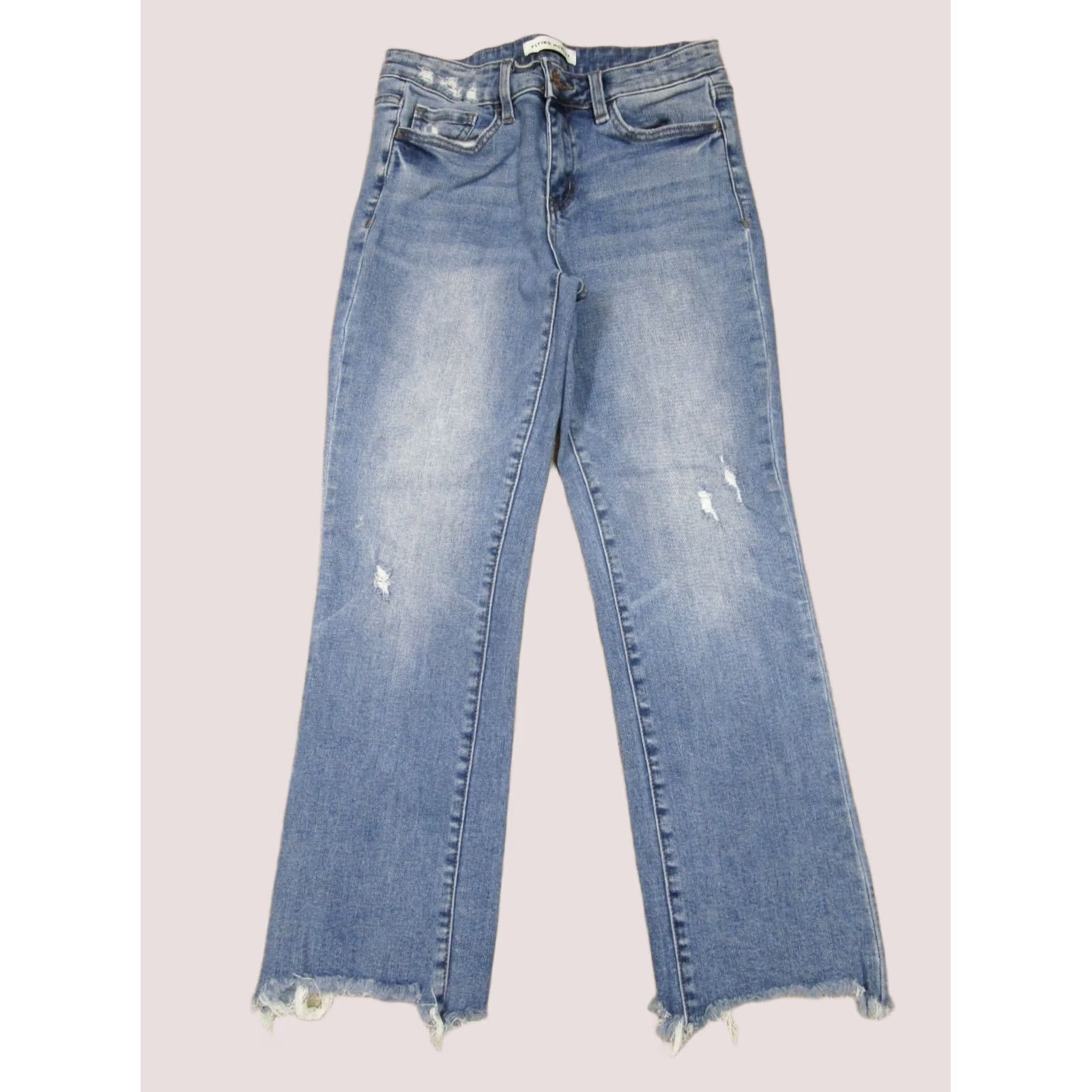 Vintage Flying Monkey Jeans Women 27 Blue High Rise Straight Cropped Distressed Pants Jeans Size 27" / US 4 / IT 40 - 1 Thumbnail