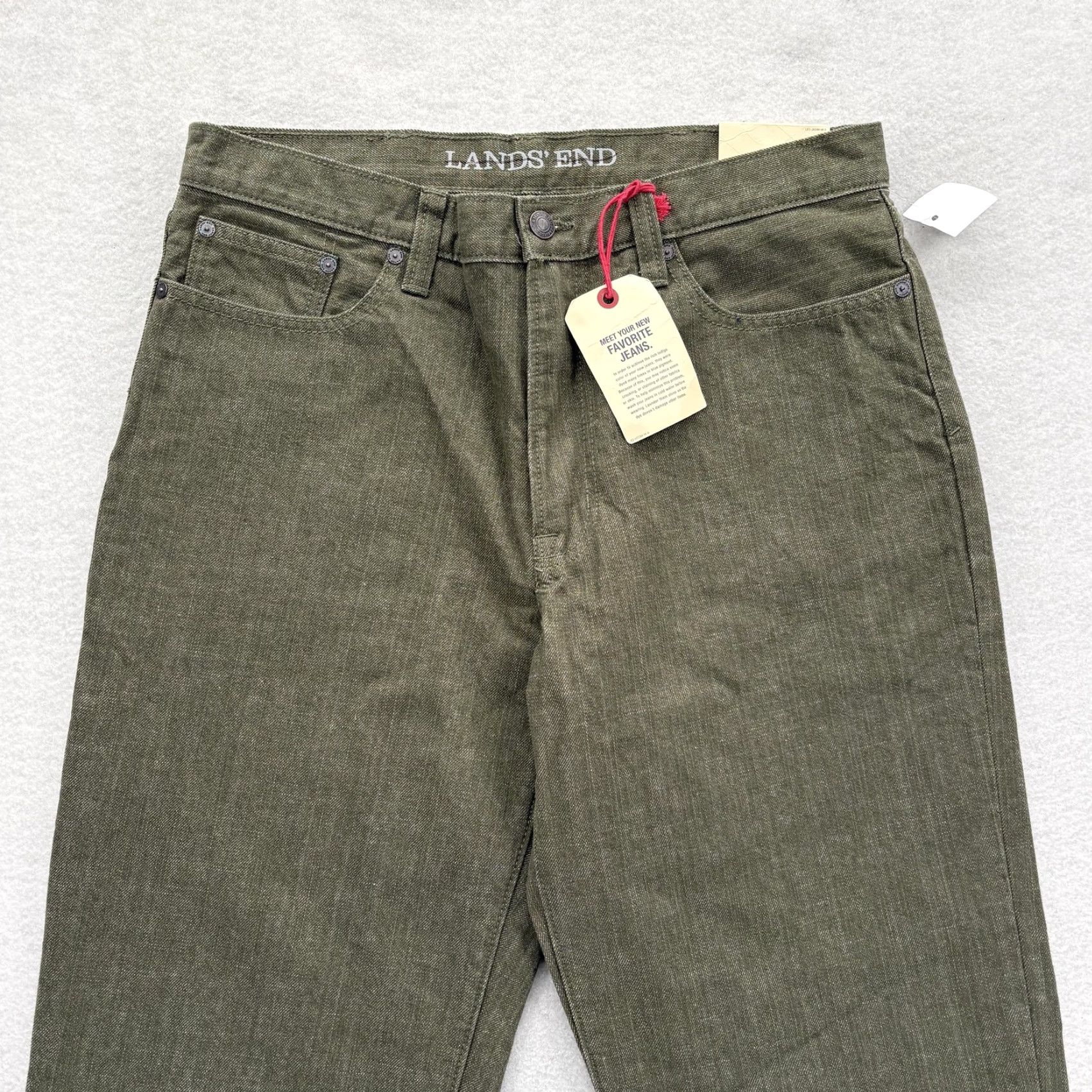 Lands' End Lands' End Traditional Fit Jeans Mens 33x34 Green Medium Wash Denim Straight NWT Size US 33 - 2 Thumbnail