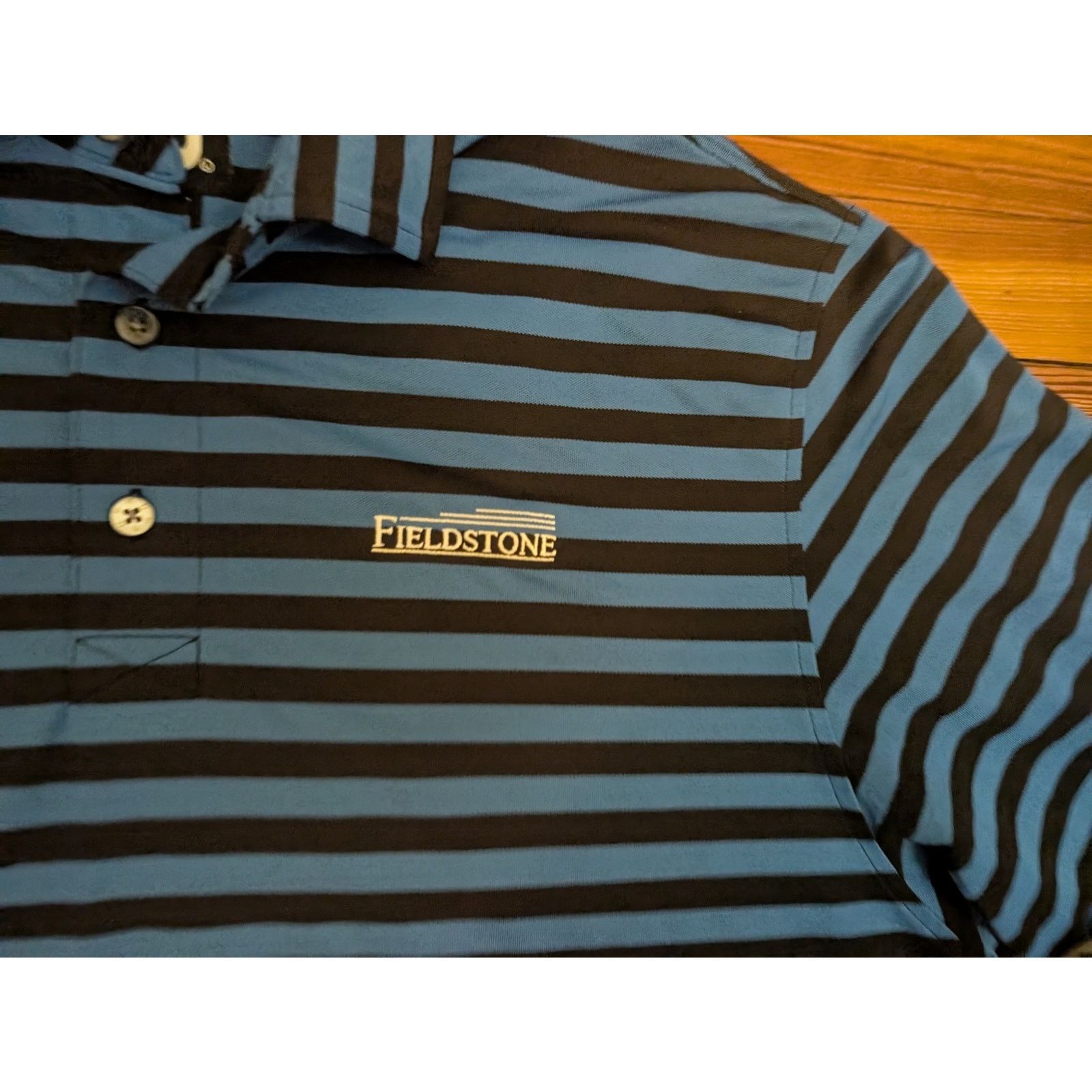 Footjoy Foot Joy Blue/Black FieldStone Mens Striped Golf Polo L Size US L / EU 52-54 / 3 - 6 Thumbnail
