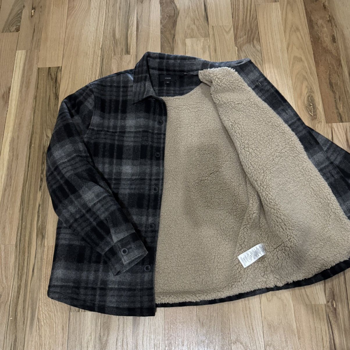 Vince Vince Men's Sherpa Lined Plaid Shirt Jacket Size US M / EU 48-50 / 2 - 5 Thumbnail