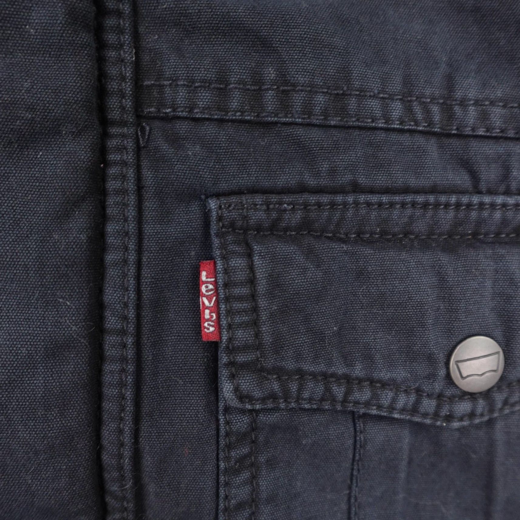 Levi's Levis Jacket Mens M Black Canvas Hooded Quilted Lined Utility Work Coat Size US M / EU 48-50 / 2 - 3 Thumbnail
