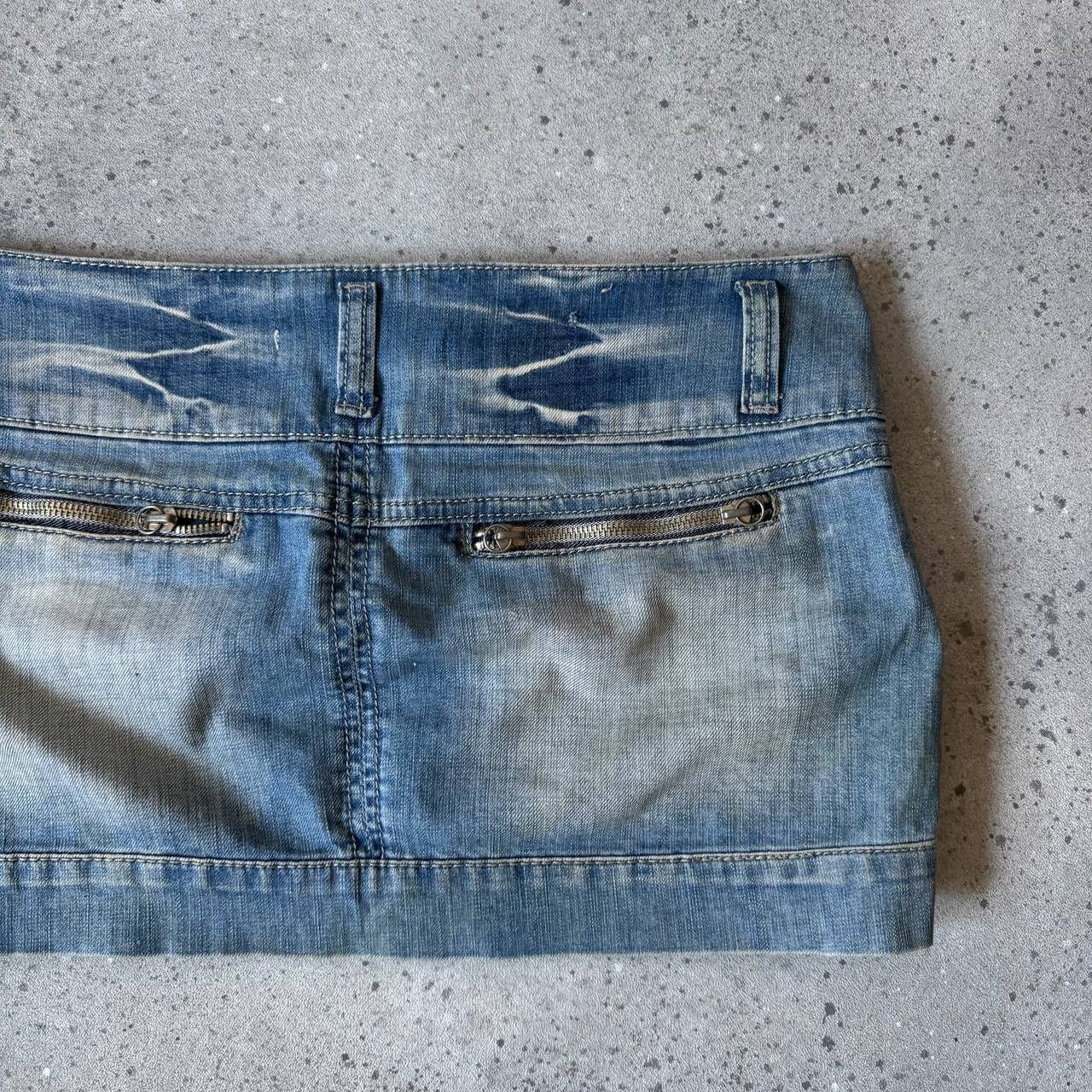 20471120 Amazing Vintage Y2K Rave Washed Denim Mini Skirt Size 28" / US 6 / IT 42 - 9 Thumbnail