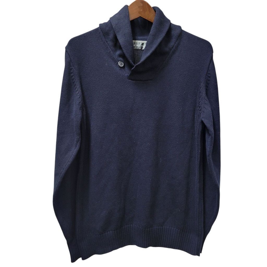 Oscar De La Renta Oscar De La Renta Men's 100% Cotton Navy Pullover Shawl Size US S / EU 44-46 / 1 - 1 Thumbnail