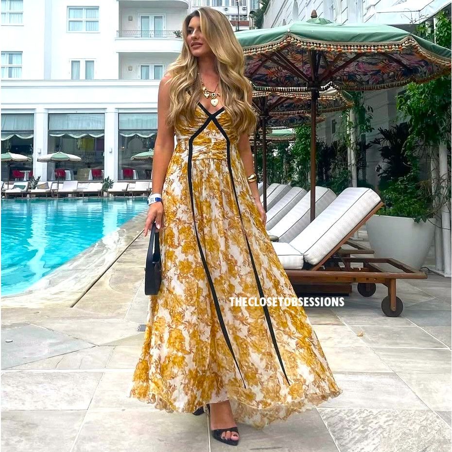 Zara ZARA Printed Yellow Viscose Maxi Dress NWT Size M / US 6-8 / IT 42-44 - 14 Thumbnail