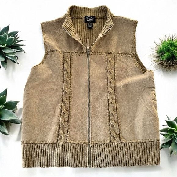 Vintage Vintage Suede Leather Zip Up Sleeveless Vest “Designers Stud Size L / US 10 / IT 46 - 1 Thumbnail