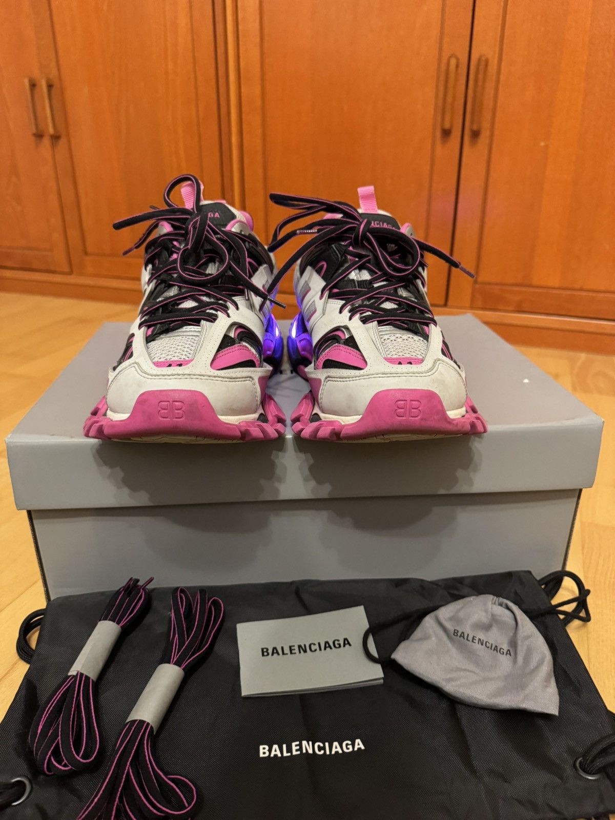 Balenciaga Balenciaga LED Track Black Pink Grey Size US 8 / EU 41 - 6 Thumbnail