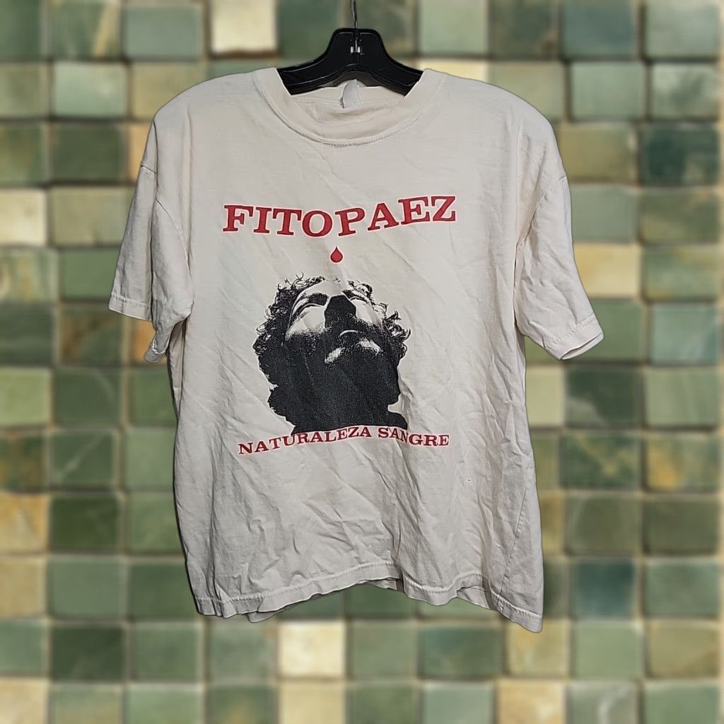 Vintage VINTAGE Fito Paez Naturaleza Sangre Shirt Promo Band Shirt Mens S White Graphic Print All Seasons 100% Cotton Crew Neck Short Sleeve Logo Vintage Yes Size US S / EU 44-46 / 1 - 1 Thumbnail