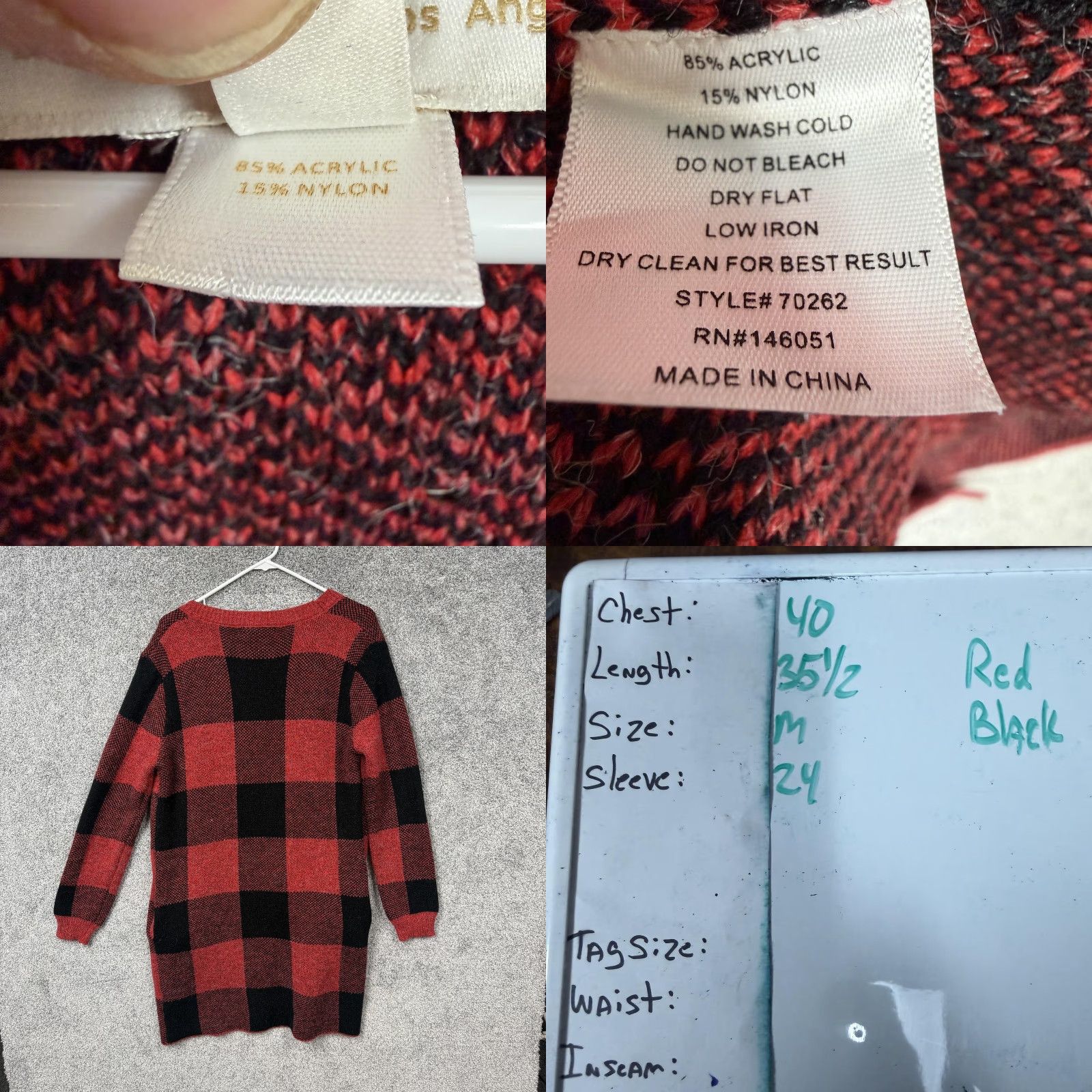 Vintage Monteau Cardigan Sweater Womens M Red Black Buffalo Plaid Open Front Cabincore NYC? Size M / US 6-8 / IT 42-44 - 8 Thumbnail