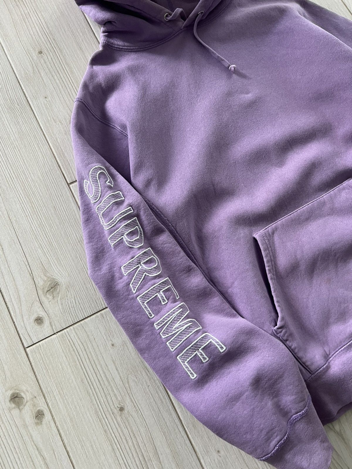 Supreme Supreme Sleeve Embroidery Hooded Sweatshirt Violet Medium Size US M / EU 48-50 / 2 - 7 Thumbnail