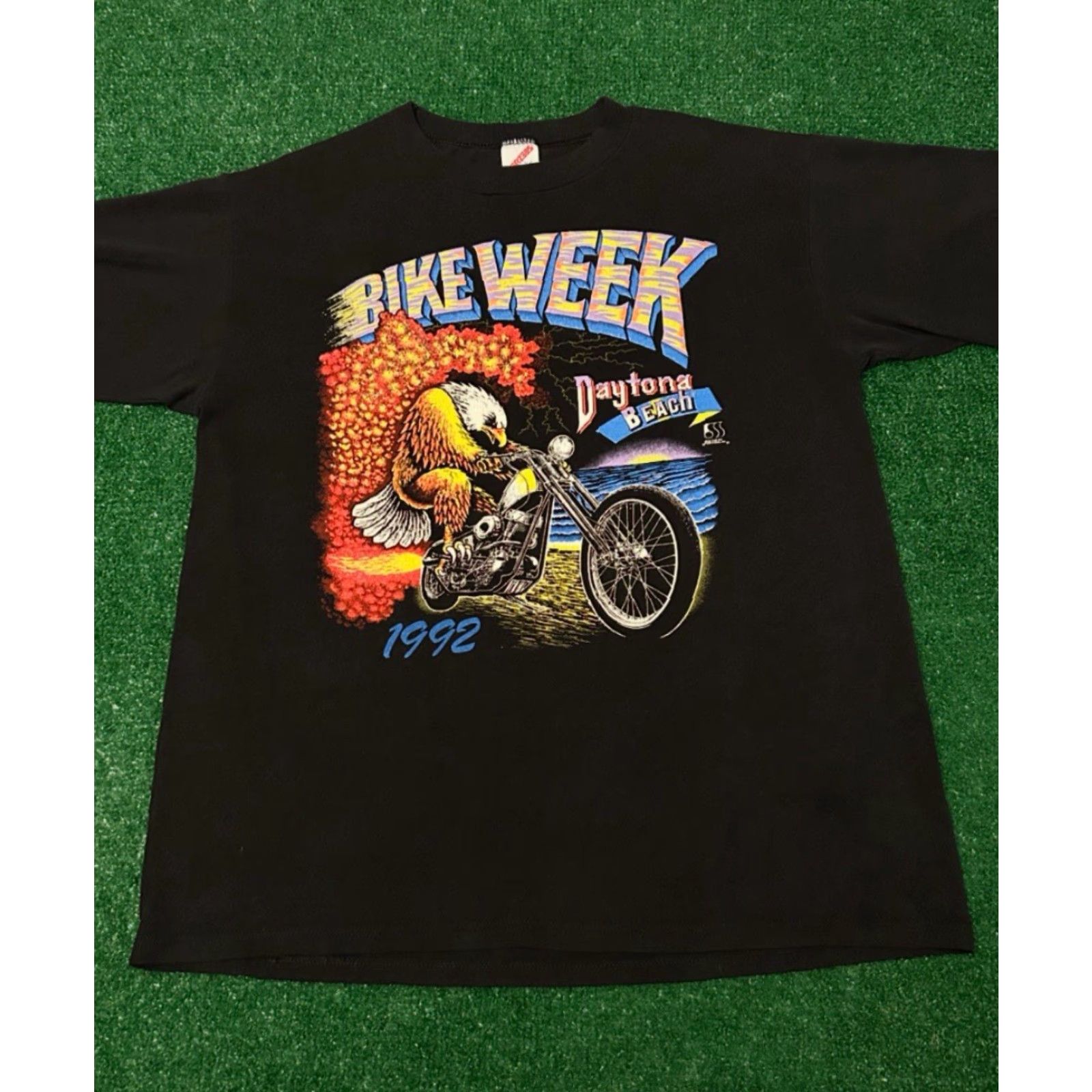 Vintage VINTAGE 90s Daytona Beach Bike Week Eagle Biker 1992 VTG Shirt Mens Large Black Short Sleeve T-Shirt 1990s USA Motorcycle Hip Hop Size US L / EU 52-54 / 3 - 4 Thumbnail