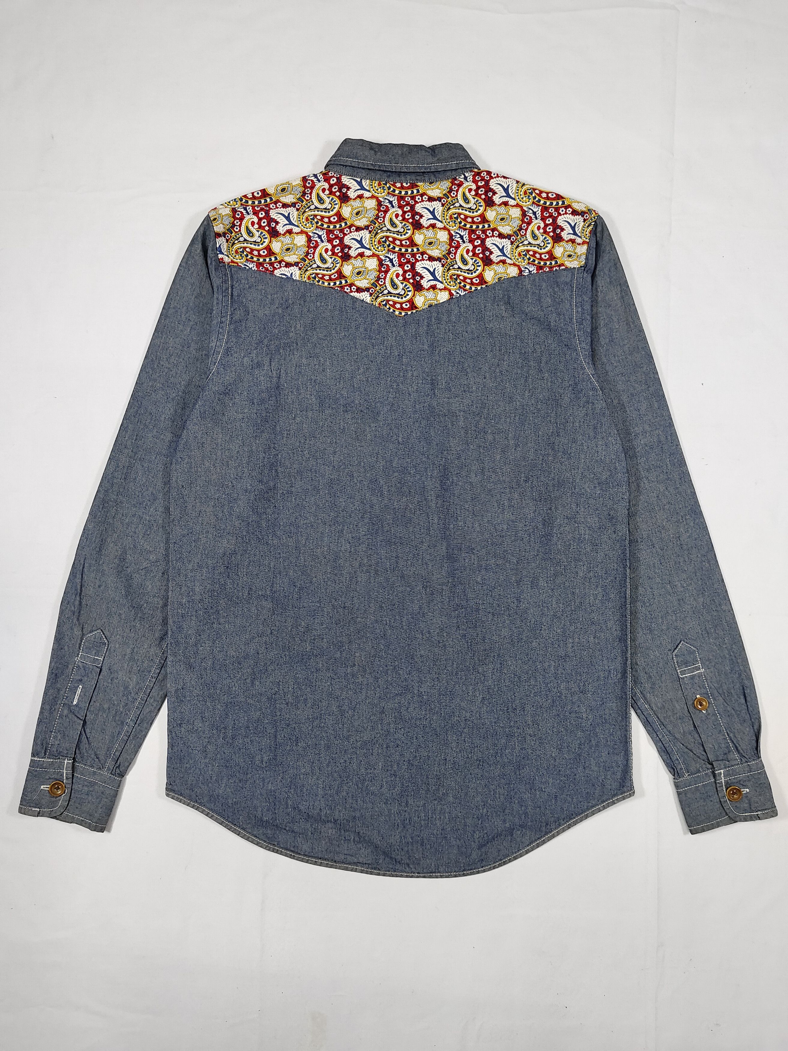 izzue Izzue 🇯🇵 Paisley Pacthwork Yoke Denim Western Shirt Size US S / EU 44-46 / 1 - 5 Thumbnail