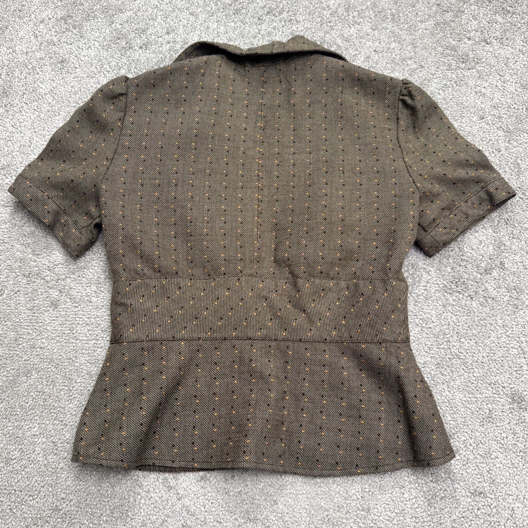 Vintage Jessa & Jonnie Puff Short Sleeve Jacket Womens Medium Brown Wool Blend Work Casual Breathable Button Size 32" / US 10 / IT 46 - 2 Thumbnail