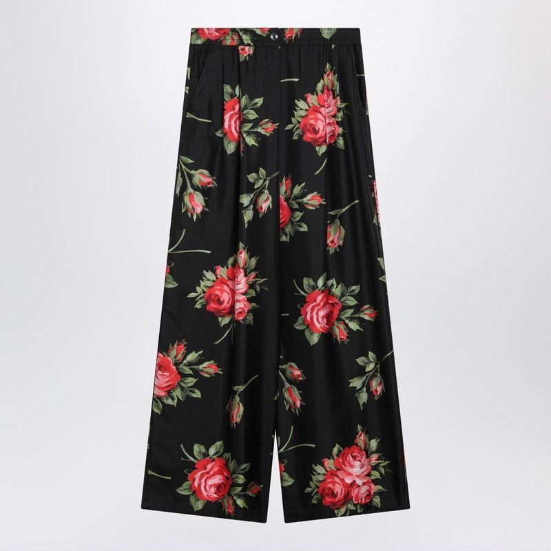Dolce & Gabbana Dolce&Gabbana Wide Twill Trousers With Rose Bouquet Print Size 27" / US 4 / IT 40 - 1 Thumbnail