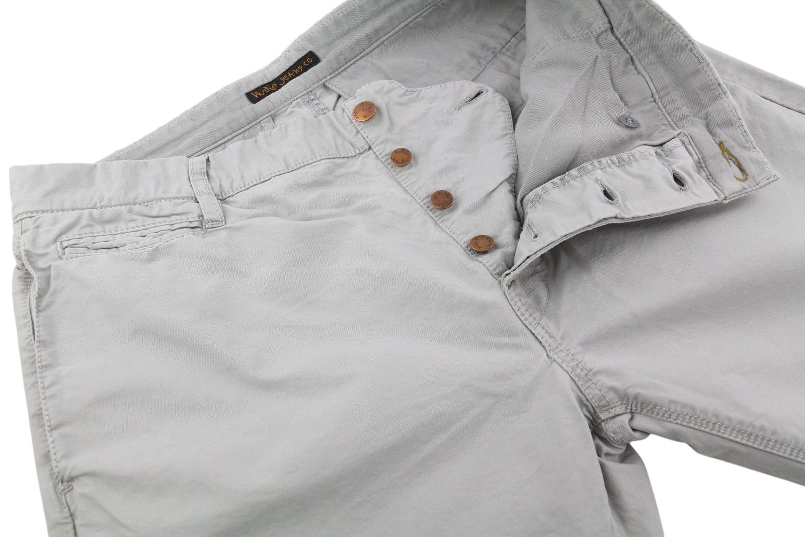 Nudie Jeans KHAKI REGULAR W32/L34 Grey Moon Dust Chino Trousers 86106 Size US 32 / EU 48 - 6 Thumbnail