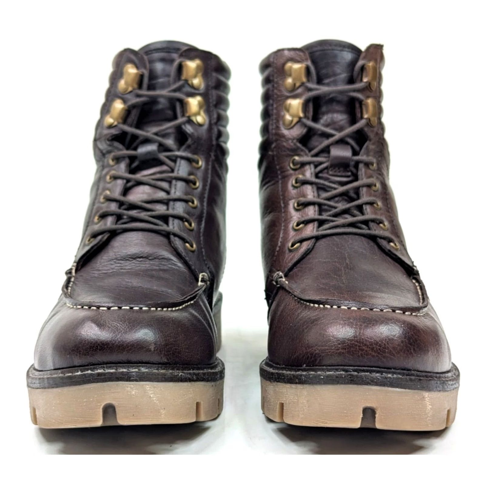 Lands' End Lands End Leather Lug Hiker Boots Men 9D Brown Mid Calf 8" Tall EUC Lace Up Boot Mens Brown Leather Lug Hiker 9D Size US 9 / EU 42 - 3 Thumbnail