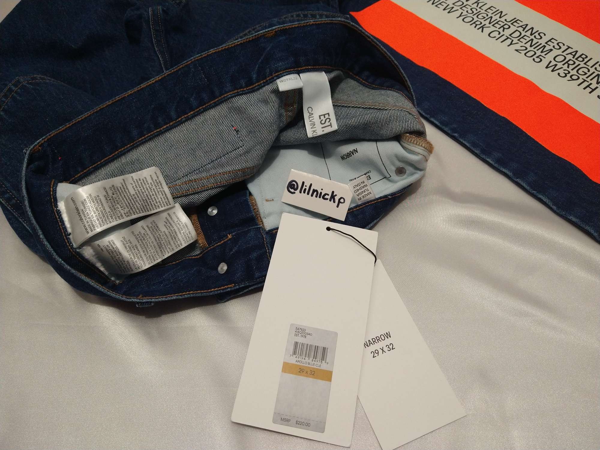 Calvin Klein 205W39NYC EST. 1978 Narrow Leg Apollo Blue Jeans Size US 29 - 3 Thumbnail