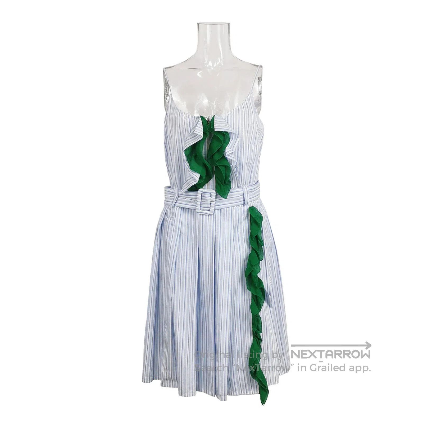 Prada Prada Striped Cotton Ruffled Dress Size 42 . Size L / US 10 / IT 46 - 1 Thumbnail