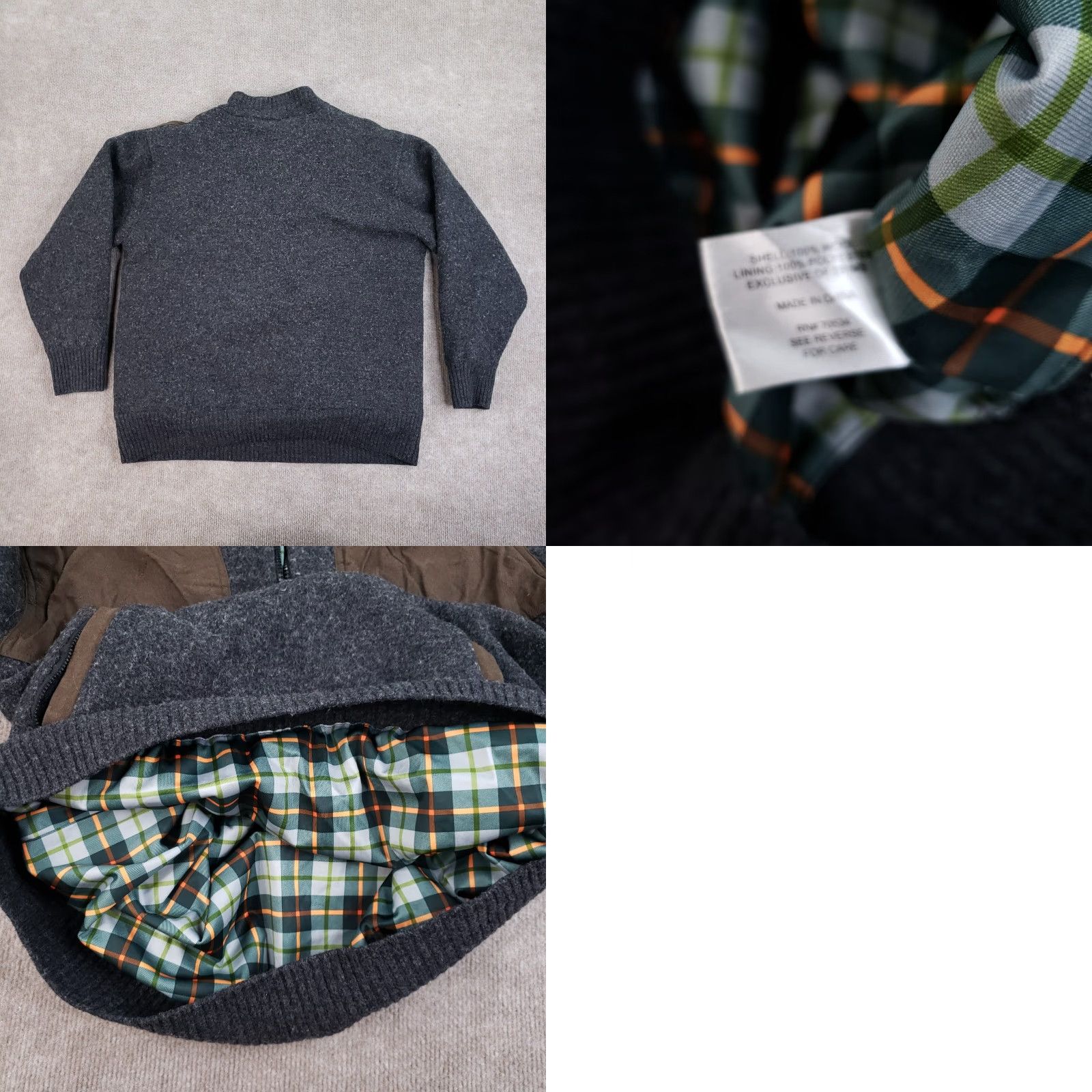 Orvis Orvis Wool Bomber Jacket Womens Large Gray Brown 1/4 Zip Lined Fall Winter Size L / US 10 / IT 46 - 8 Thumbnail