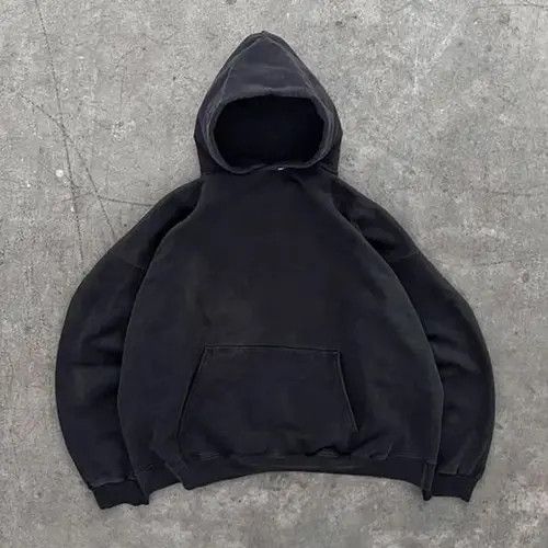 VIBE Black washed retro solid color versatile hoodie Size US L / EU 52-54 / 3 - 3 Thumbnail