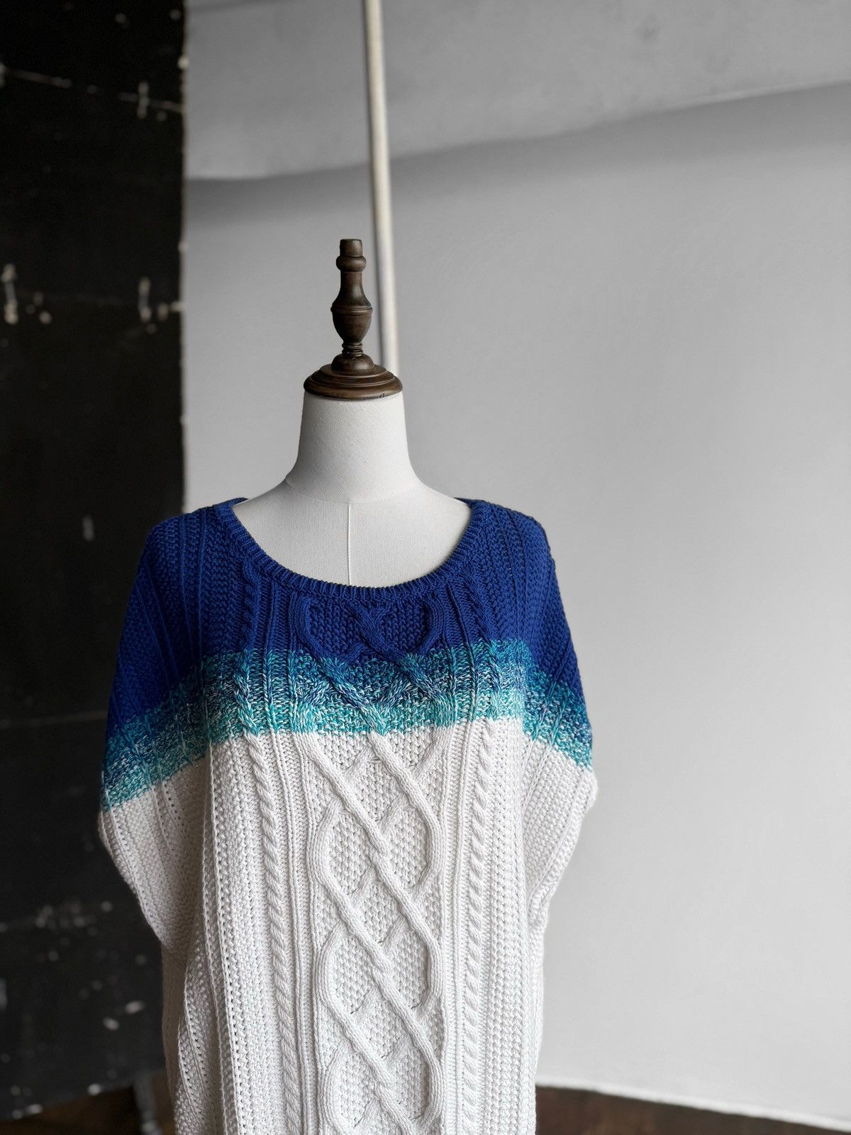 Designer × Desigual Desigual Womens Blue White Knitted Sweater Elegant Casual Size M / US 6-8 / IT 42-44 - 2 Thumbnail