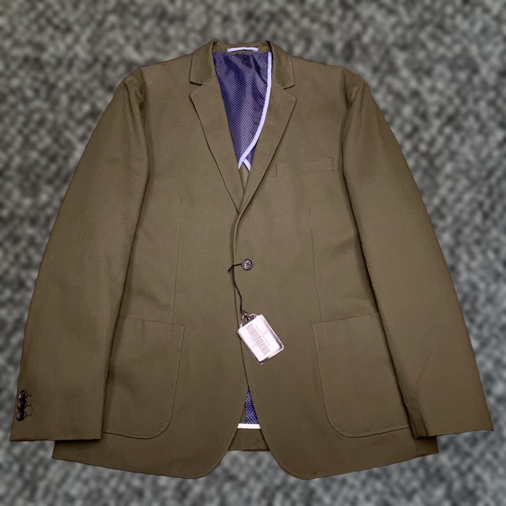 Olive Combatant Gentlemen Sport Coat Slim 42R Olive Green Notch Lapel 2-Button Single-Breasted Blazer Jacket Mens Regular Size 42R - 1 Thumbnail